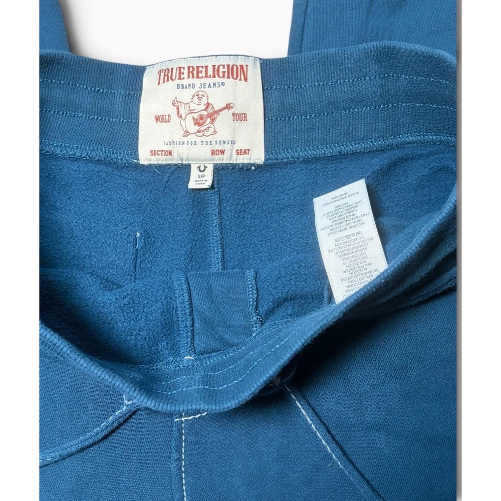 True Religion Womens Teal Green Blue Horseshoe Stitch Jogger Sweatpants Small - Picture 5 of 8